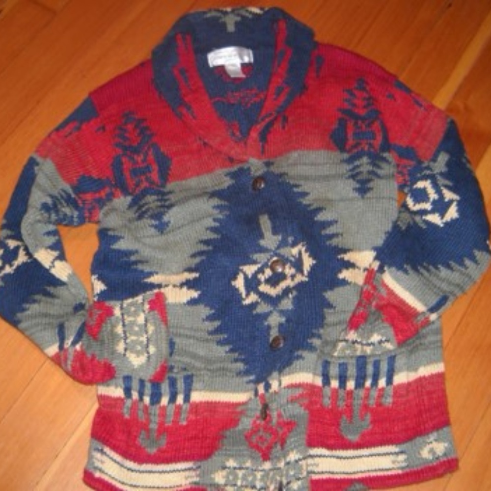 Southwest Blanket Intarsia Cardigan M